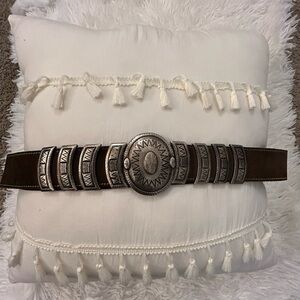Gail LaBelle Luxury Heavy silver genuine suede leather with rainbow stitch Belt